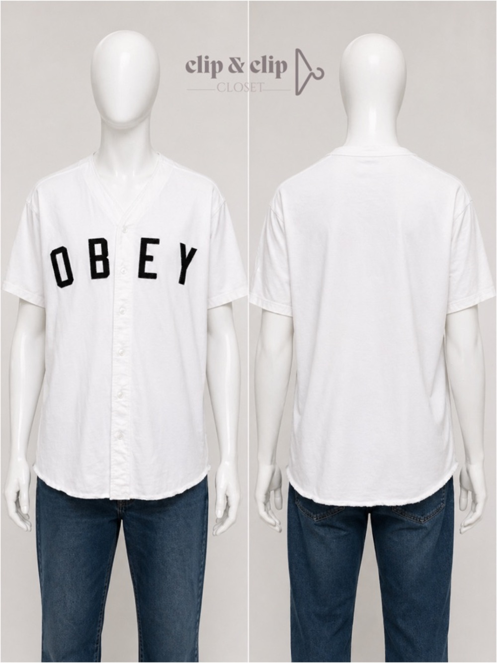 Obey White Short-Sleeve Button-Front Logo Shirt